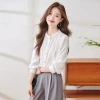 High-end white-collar new French shirt 2024 Autumn new lace lace round-neck long-sleeved shirt women's chiffon blouse Application Scenario